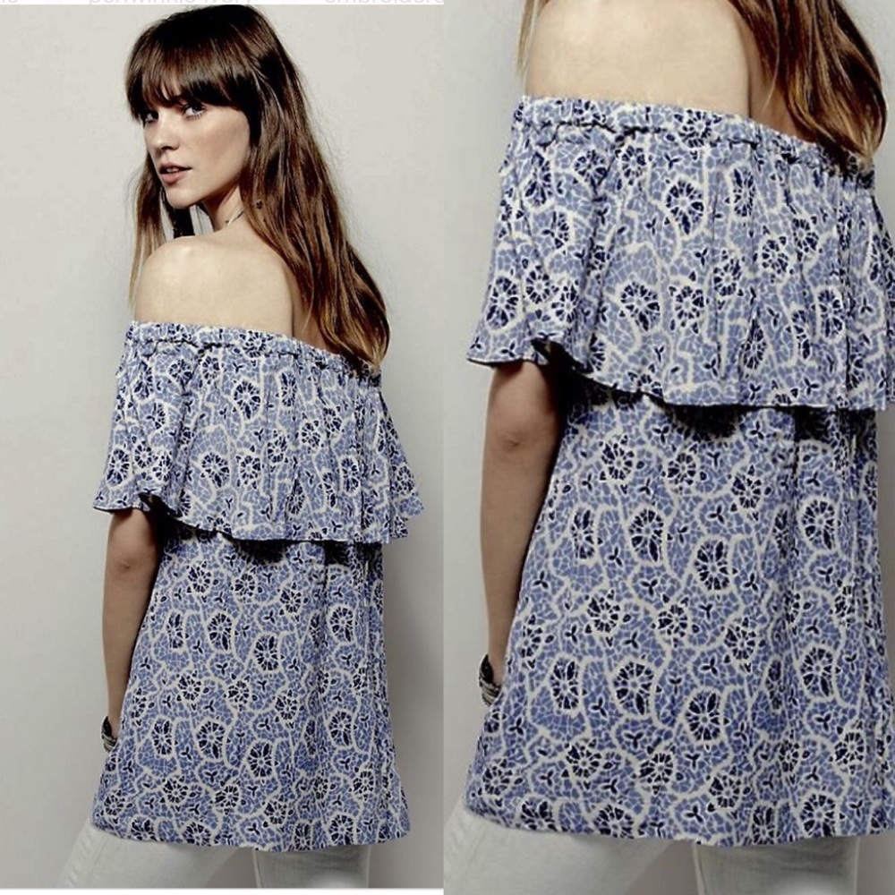 Free People shoulder Ruffle tunic dress